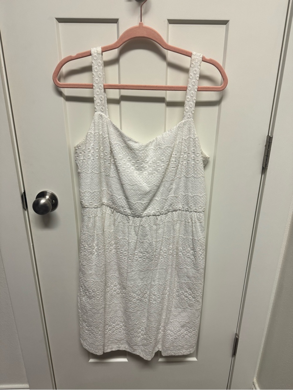 Nine West white fit flare eyelet dress 12